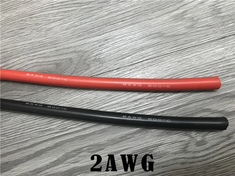 Оригинальные 2 AWG силиконовые кабели красный черный мягкий луженый медный провод 2AWG-60-200 градусов высокая температура высокое напряжение AWG провод