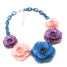 Collier femme 2016 Цветок Колье Красочные белый макси ожерелье Завод Смолы Заявление Ожерелья и Подвески Для Женщин Ювелирные изделия
