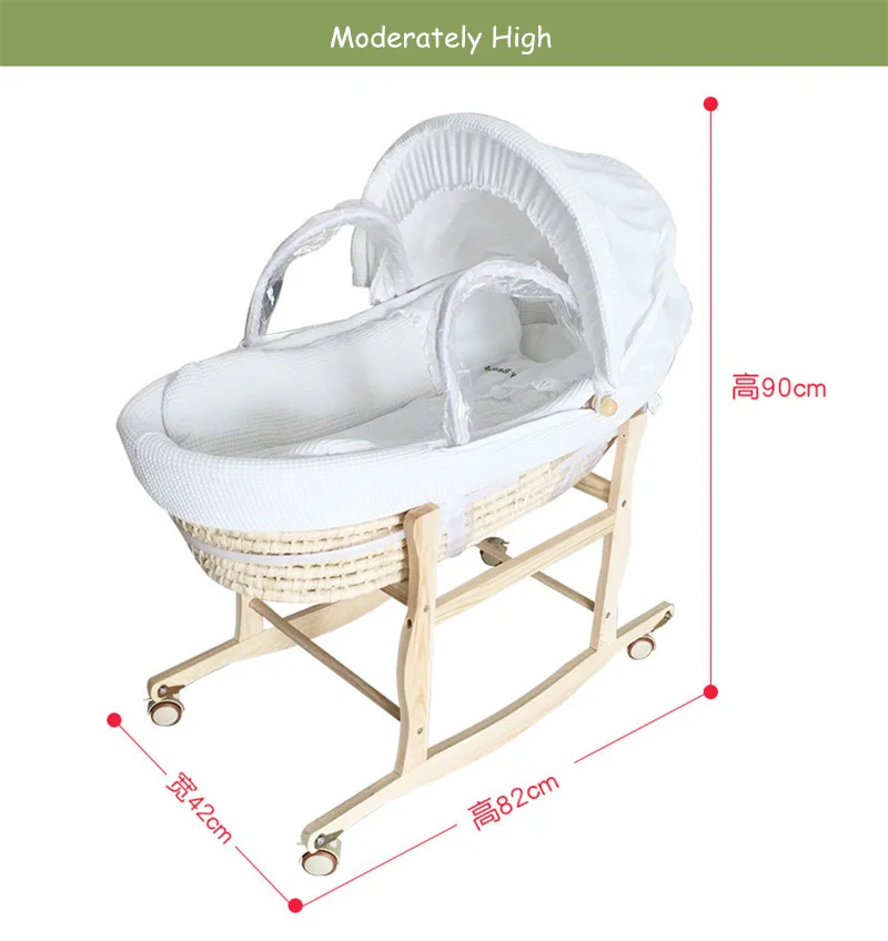 Колыбель для новорожденных натуральный коврик тканая детская кроватка Вафельная Ткань портативная детская корзина деревянная детская