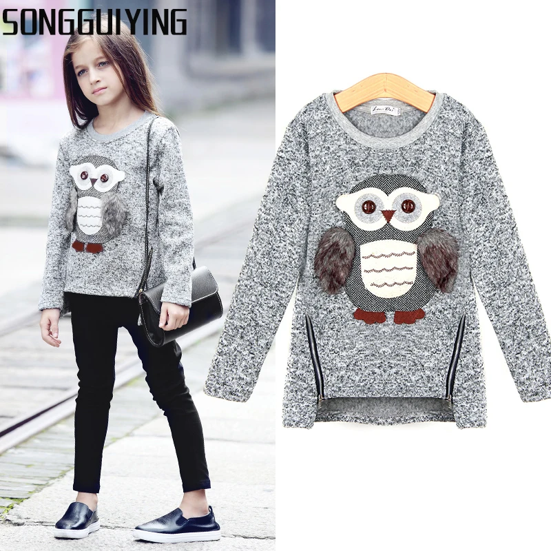 

SONGGUIYING A52 Casual Baby Girls Sweaters Winter Girl Long Sleeve Knitted Clothes Kids Autumn Cartoon Owl Sweaters for Girls