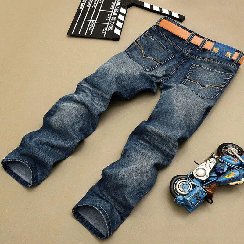 

Fashion Biker Jeans Button Fly Pants Brand Designer Mens Jeans High Quality Blue Black Color Straight Ripped Jeans For Men