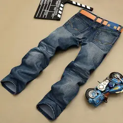 Модные байкерские джинсы и пуговицы возможность носить с брюками Брендовая Дизайнерская обувь Для мужчин s джинсы высокое качество синий