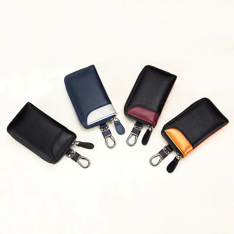 

10PCS / LOT Genuine Leather Multifunction Key Holder Organizer Waist Padlock Bag Key Wallet Keychain Zipper Key Case Bag