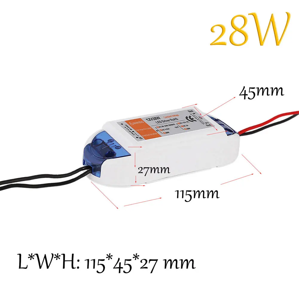 1 шт. DC 12 В источник питания светодиодный драйвер 18 Вт 28 Вт 48 Вт 72 Вт 100 Вт адаптер освещения Трансформатор Адаптер для светодиодной ленты DIY лампы - Цвет: 28W