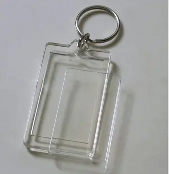 

120pcs Blank Acrylic Rectangle Keychains Insert Photo Keyrings (Key ring chain)2"x 1.25"