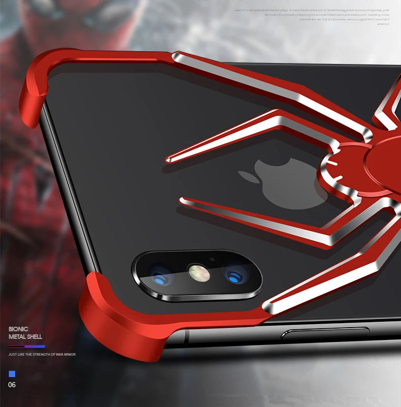 Роскошный чехол ADKO с пауком для iPhone XR XS Max, защита от пыли, алюминиевый металлический бампер для iPhone X