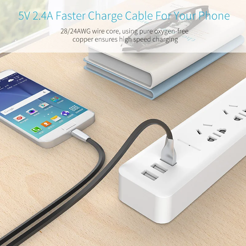 AIFFECT Micro USB кабель 2 м цинковый сплав плоский 2.4A быстрое зарядное устройство USB кабель для samsung Xiaomi huawei sony htc Letv Android
