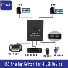New products USB 2.0 Hub Manual Sharing Switch 2 in 4 out Keyboard and mouse sharing switch Printer sharing for Compute