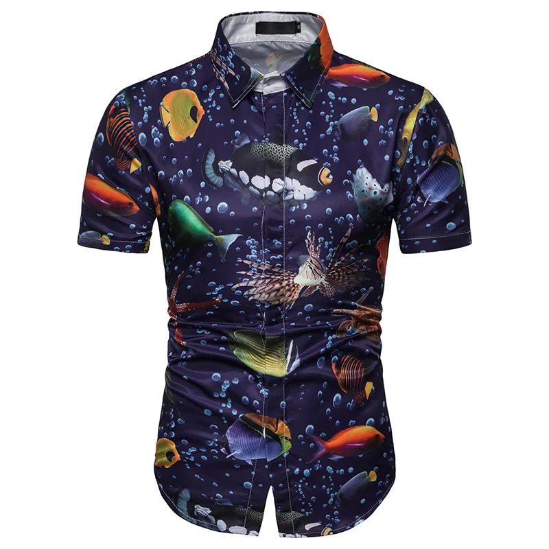 

Hawaiian Style Casual Short-Sleeved Beach Shirt 2019 Men'S New Fashion Shirt