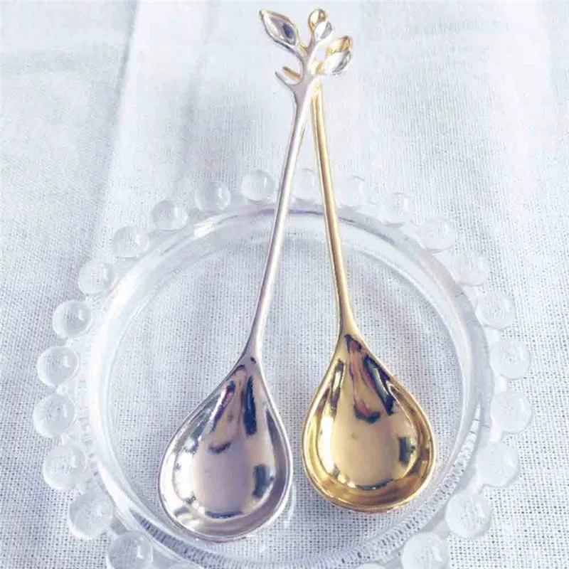 

1 PCS Exquisite Branch Shape Small Coffee Spoon Royal Style Flatware for Snacks Kitchen Dining Bar Mini Dessert Spoon
