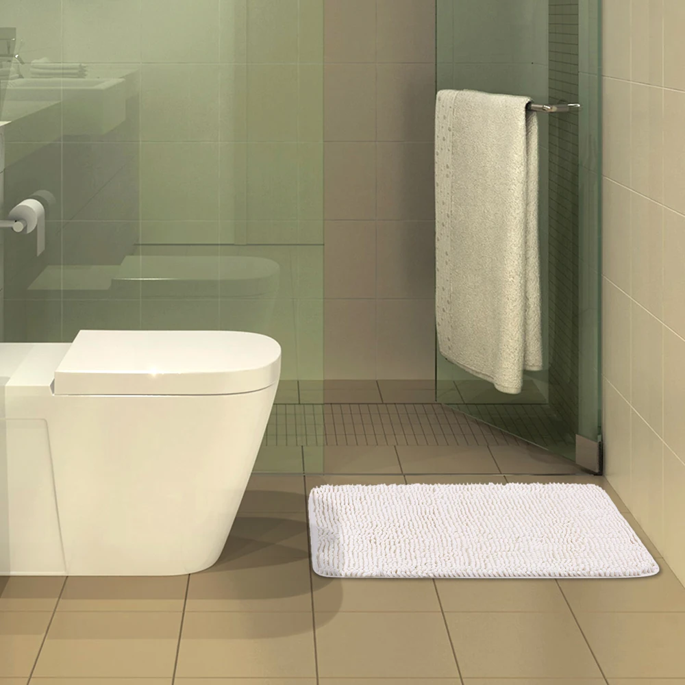 50*80 см Прямоугольный мягкой шенили Ванная комната ковер водонепроницаемые женские ботинки на нескользящей абсорбент лохматый коврик для душа коврик для ванной туалет ковер бежевый