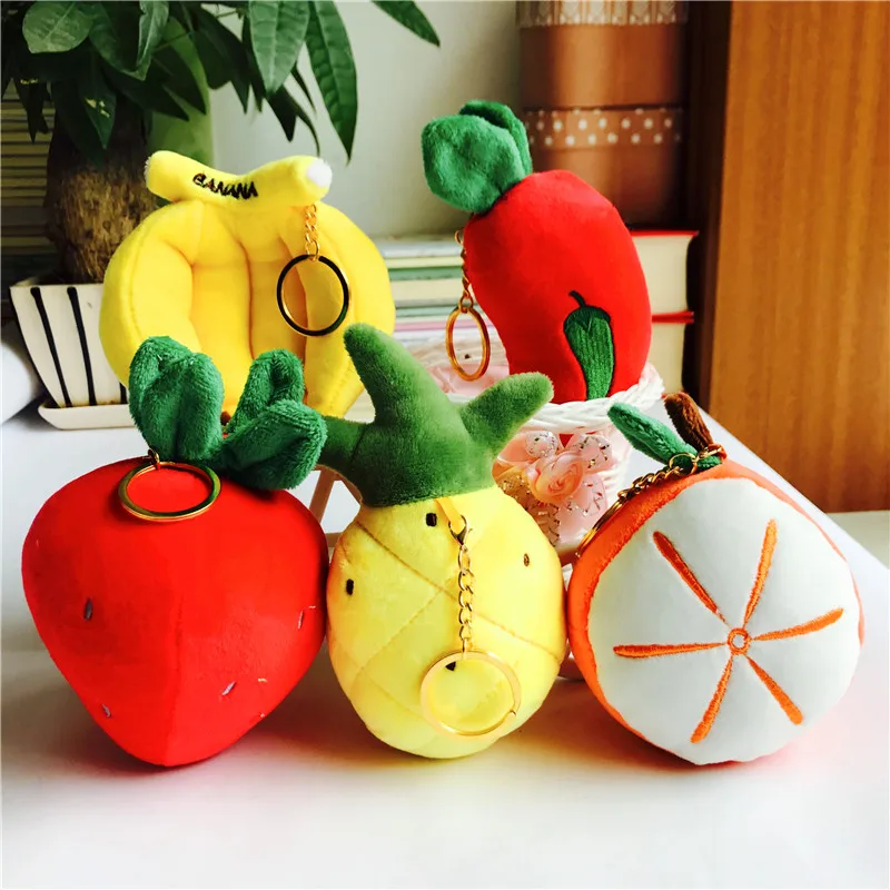 

1Pcs Cute Fruit Vegetables Plush Toy Key chain for Girls Women Pendants for Backpack&Bag Car Keychains Key Ring Apple Bananas