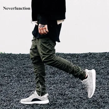 

Black / green / khaki justin bieber style hip hop harem side zipper Joggers pants skinny mens Sweatpants trousers jeans pantalon