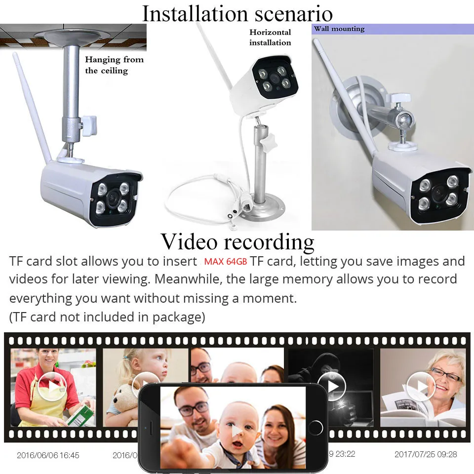 HD Wifi IP камера 2.0MP 1080P наружная Всепогодная инфракрасная ночного видения