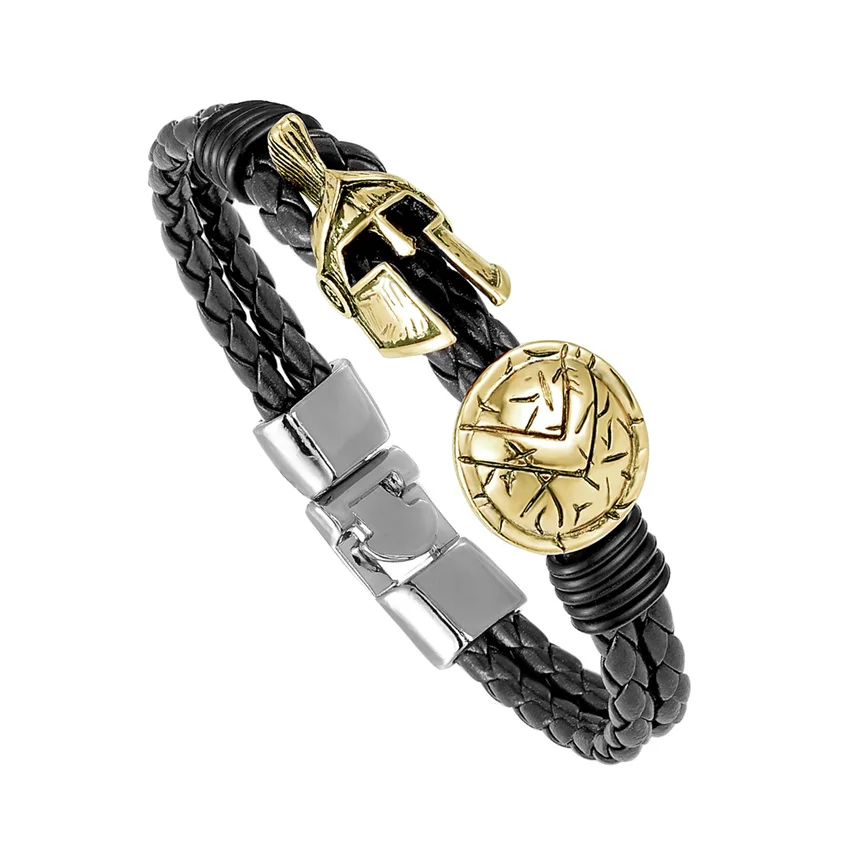 Ретро мужской браслет Спарта воин роскошные кожаные браслеты ручной работы женские браслеты ювелирные изделия прекрасный подарок Pulseira Masculina - Окраска металла: TZ-783