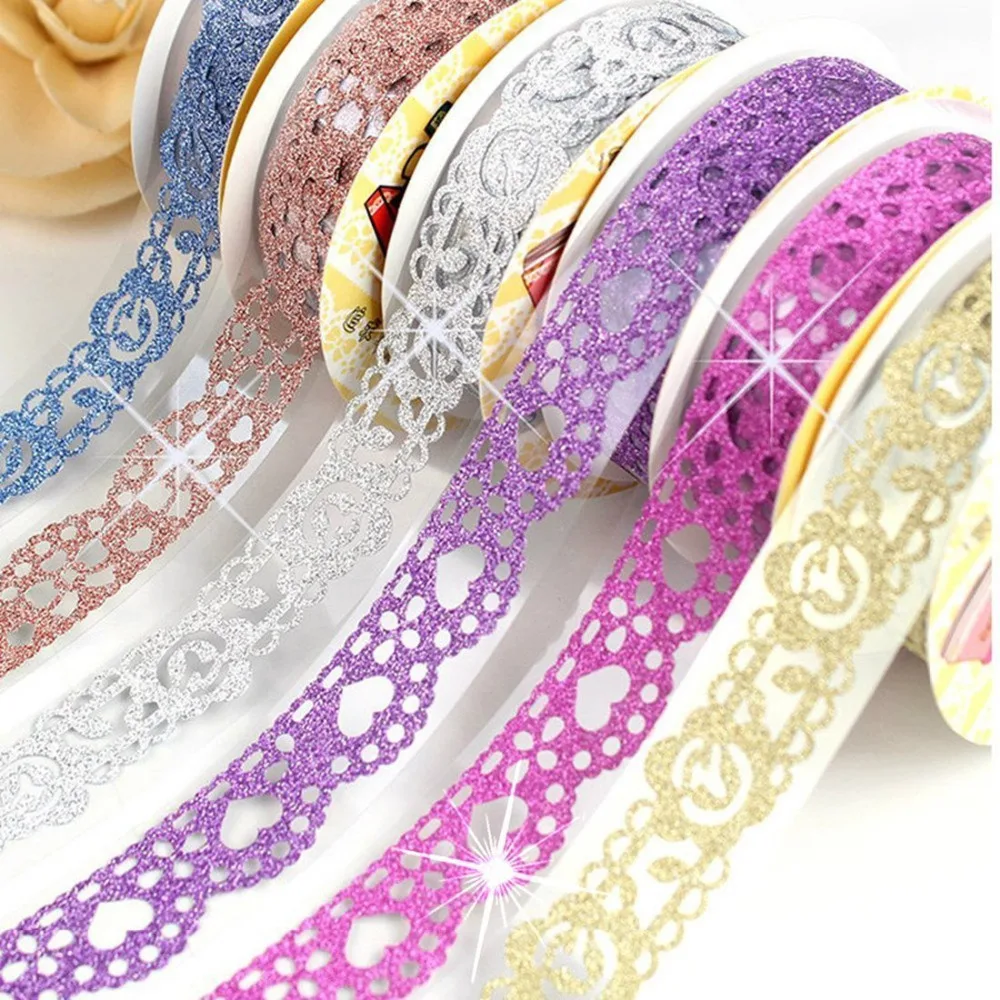 Glitter Washi Tape 7 Rolls 7 Different Colors Luxury Bling Crystal Diamond Washi Tape Masking