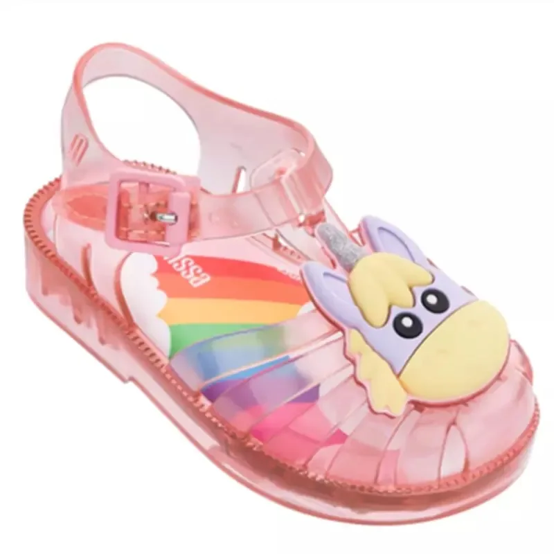 Melissa/оригинальные 1:1 сандалии для девочек; Новинка года; летняя детская обувь; сандалии Melissa Rainbow; нескользящая обувь принцессы для девочек - Цвет: as picture color