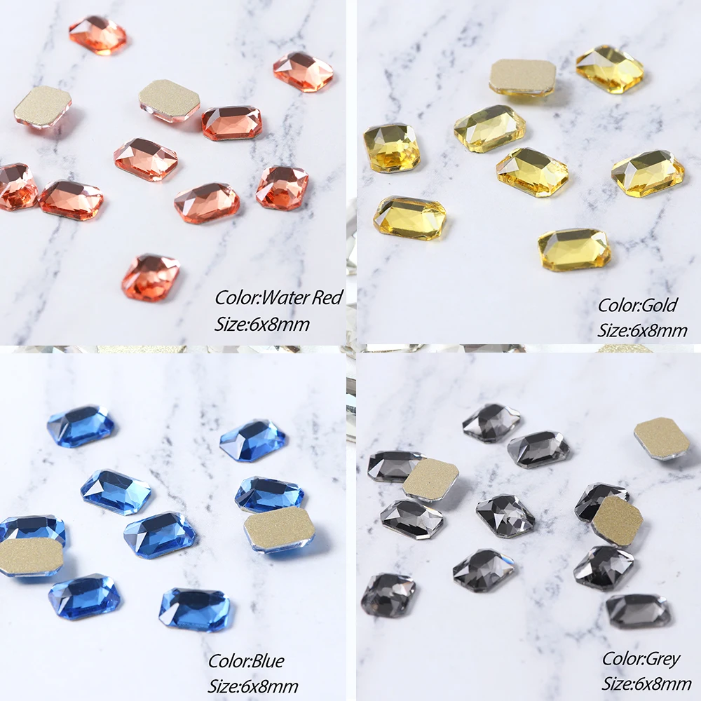 10pcs/lot AB Nail Rhinestones Octagon Art Decorations Flat Back Strass 3D Crystal Gems Manicure Decor TR714 1|Стразы и украшения| |