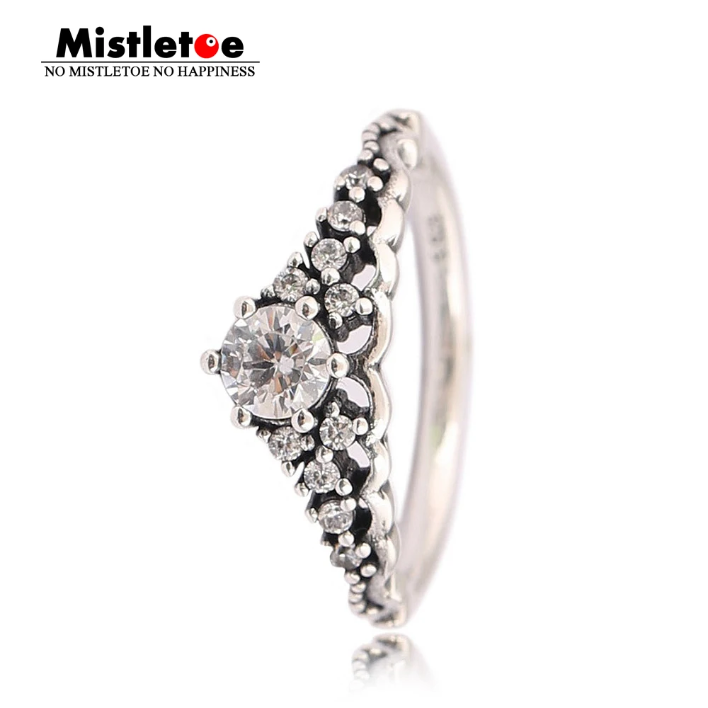 

Genuine 925 Sterling Silver Fairytale Tiara Ring, Clear CZ Compatible with European Jewelry