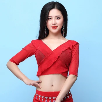 

Belly Dance Top Women Mid Sleeve Carnaval Oriental Dancer Lady Bellydance Clothing Indian Bollywood Practice Wear Adult DNV11301