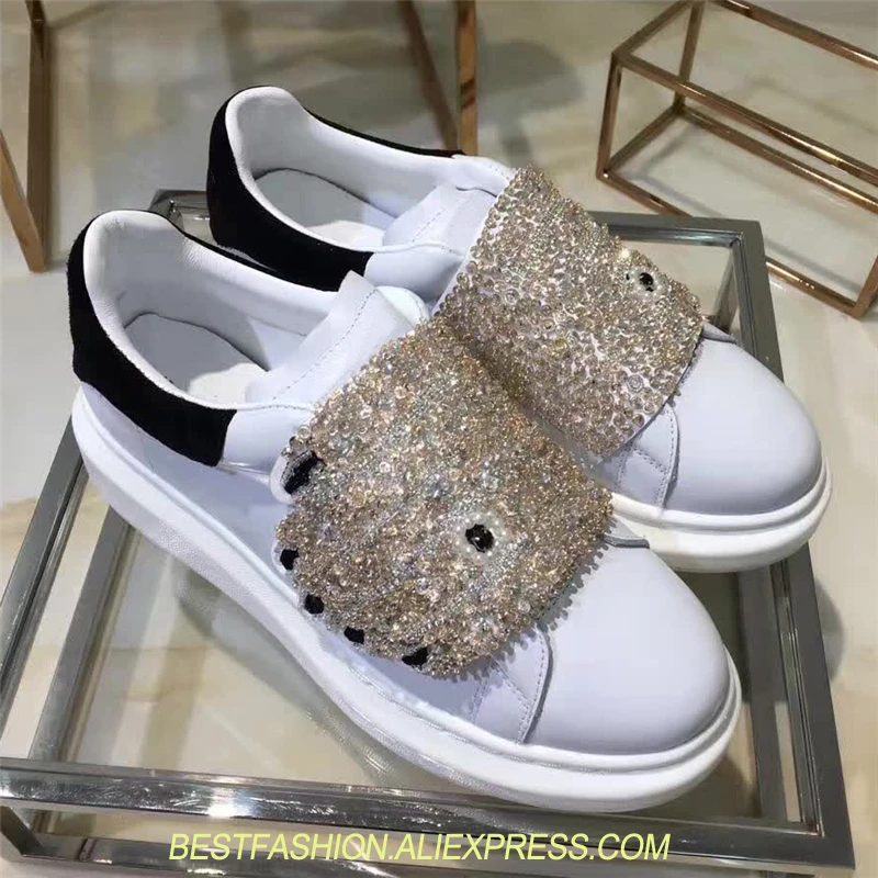 

Women's Fashion Sneakers Luxury Rhinestones Women Platform Shoes Glitter Hand Woman Trainers Brand Design Shoes Tenis Feminino