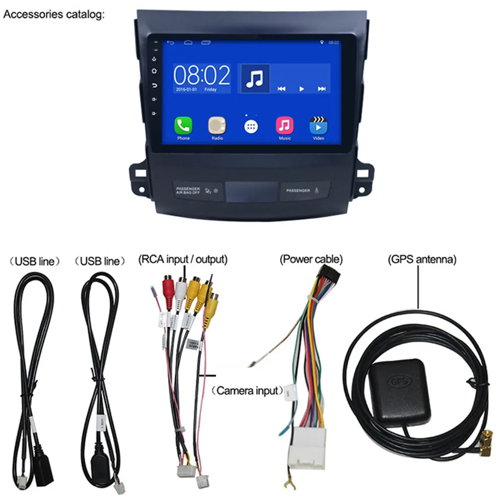 Excellent 2 Din Android 9.1 Car No DVD Radio GPS Navigation For Mitsubishi Outlander 2007 - 2011 Car Multimedia Player Head Unit 12