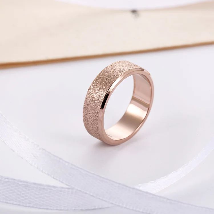 YiKLN, дизайн, Ретро стиль, 6 мм, матовое титановое стальное кольцо, розовое золото, обручальные кольца, ювелирные изделия для женщин, Anneau YR17059