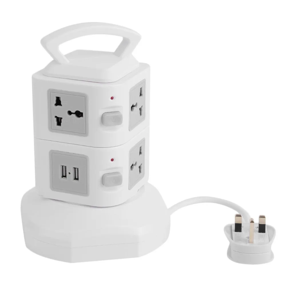 

(Ship From DE)2Layers Vertical Multi Way USB Port Intelligent Switch Socket Power Outlets Plug With Outlet Power Strip