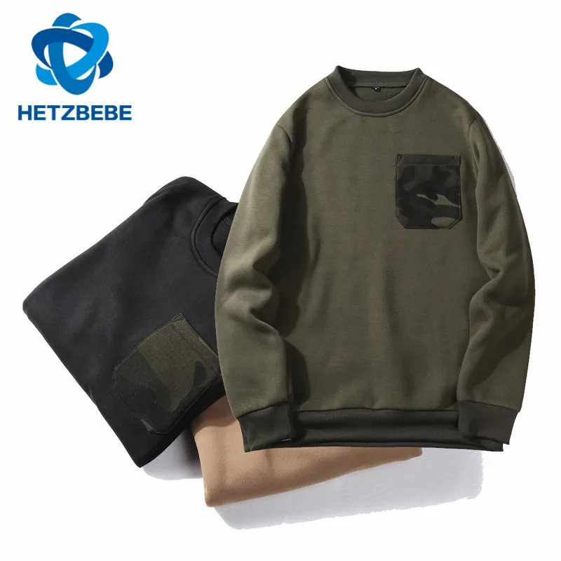 Hetzbebe осень и зима Для мужчин S Толстовки модные камуфляжные карман о-образным