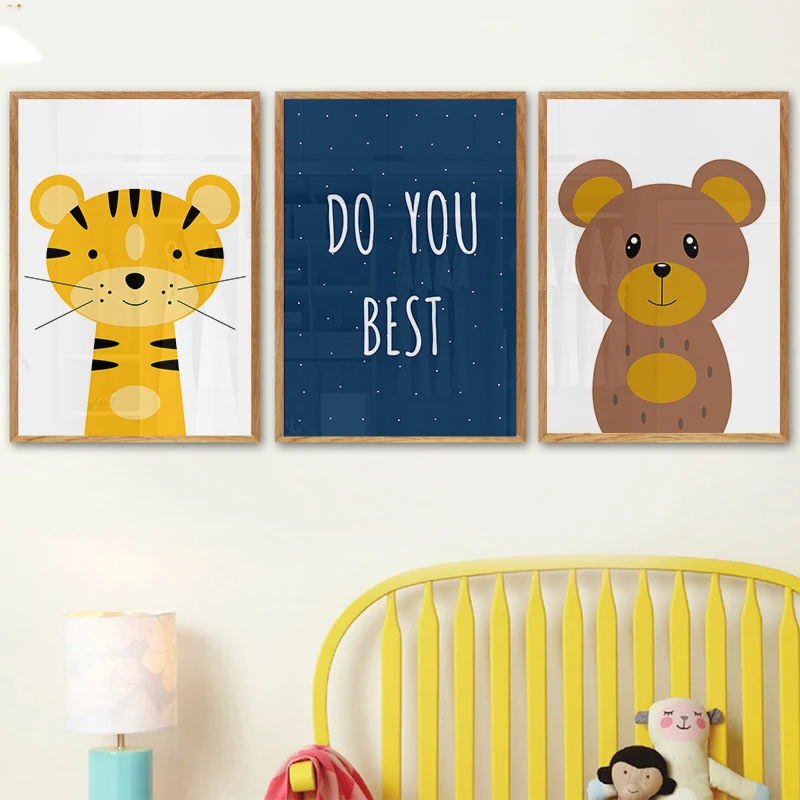 Dreams Big Tiger Decor Bear Wall Art Big Boy Bedroom Decor Boy Nursery Quotes Canvas Prints Painting Poster