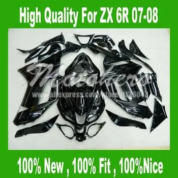 

Freecustom glossy black fairing FOR Kawasaki ZX-6R 07 08 Ninja ZX 6R 636 07 08 ZX 6R 636 2007 2008 636 #3CA2 Fairing Kits
