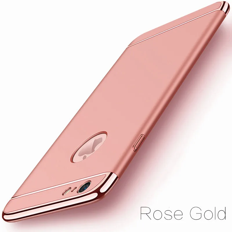 

Luxury Gold Hard Case for iPhone 7 8 6 6s X Back Cover Coverage Removable 3 in 1 Hard Fundas Case for iPhone 8 7 6 6s Plus X Bag