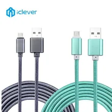 iClever Micro USB Cable for Samsung HTC Huawei Fast Charger Data Metal Braided Cable for Xiaomi Android Mobile Phone Cables 1M