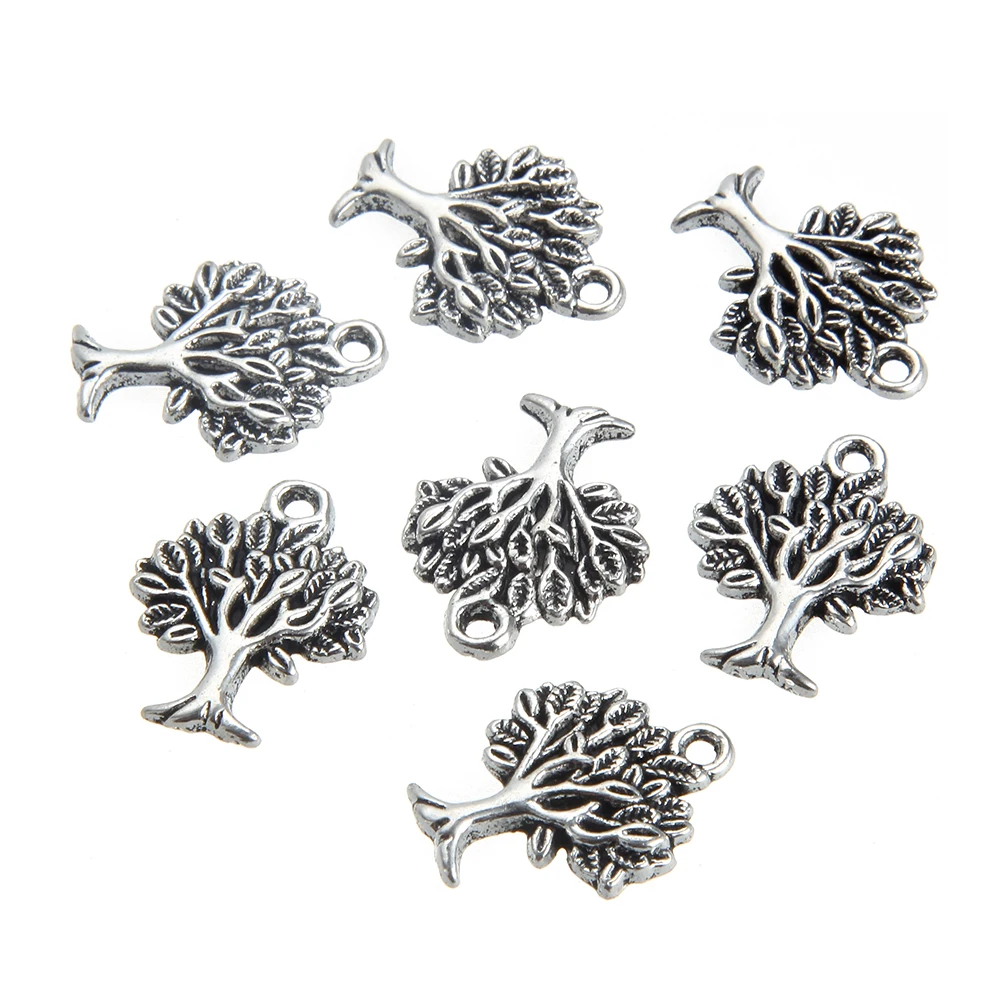 

QIBEI vintage 10pcs 21*17mm alloy Tibetan Silver Plated Tree of life Charms Pendants for Jewelry Making DIY Handmade Craft