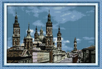 

European old castle counted printed on fabric DMC 14CT 11CT Cross Stitch kits,embroidery needlework Sets,Home Decor