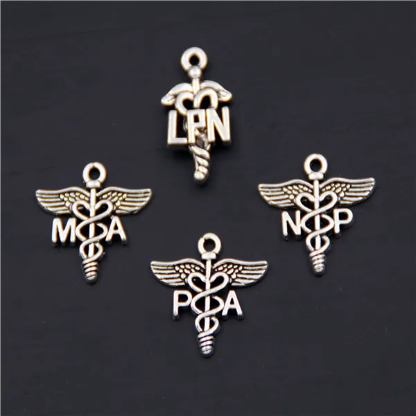 50PCS Antiqued Silver Metal Nurses Shorts Charms #91999