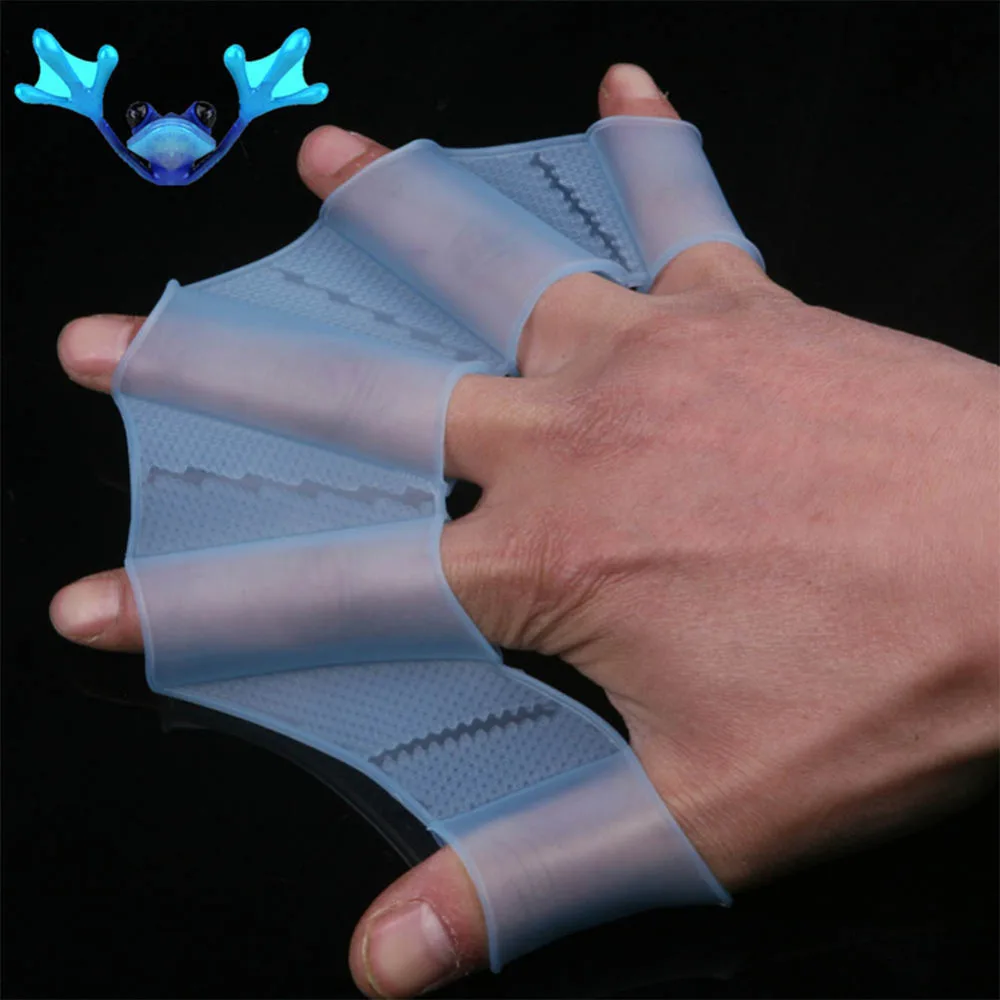 

1 Pair Swim Gear Fins Hand Web Flippers Silicone Training Gloves Women Men Kids Webbed Gloves