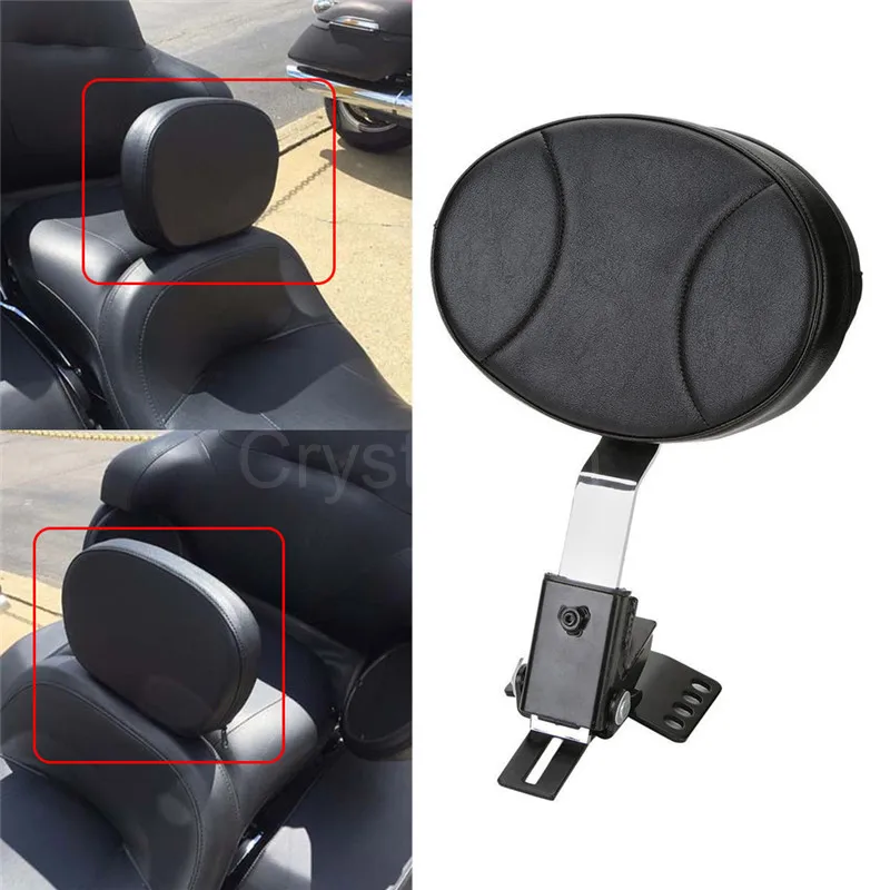 

BLACK Plug-In Driver Rider Seat Backrest Pad Kit For Harley 1997-2016 Electra Glides, Road Glides, Road Kings & Street Glides