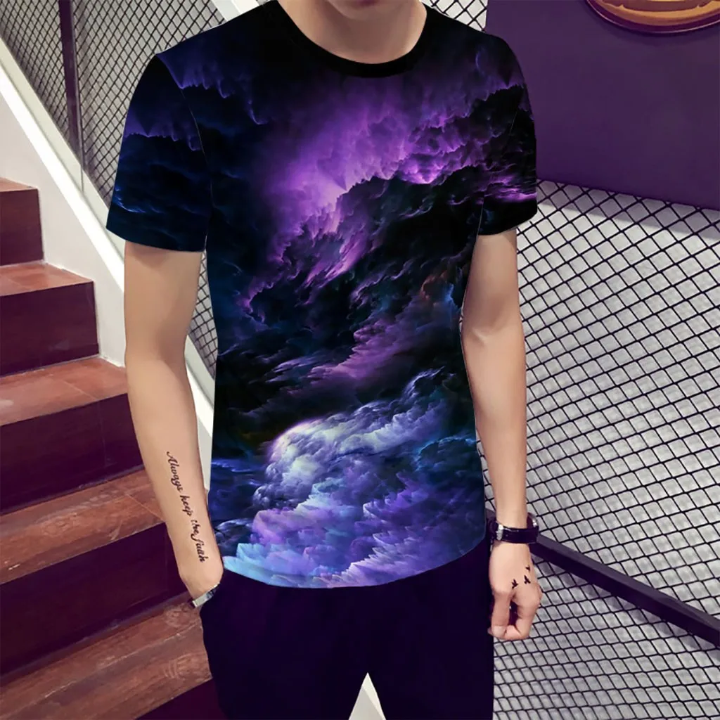 

2019 SummerMore New Galaxy space printed 3D t shirt men's creative men of new short sleeve tee tshirt female psychedelic clothes