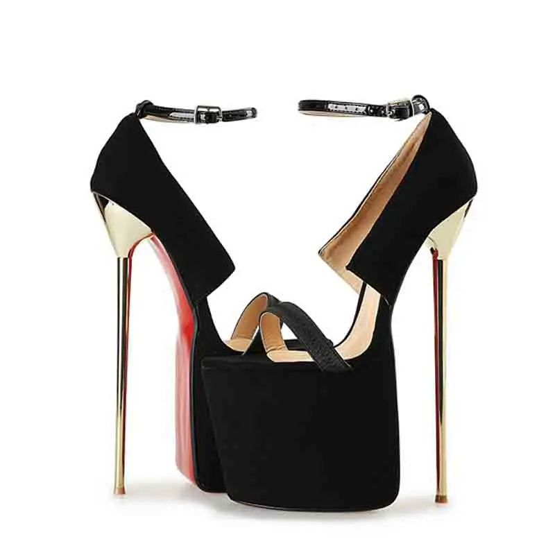 

Large Size 40-50 Summer women's sandals 22cm red ladies thin waterproof platform open-toe high heel metal sexy party sandals
