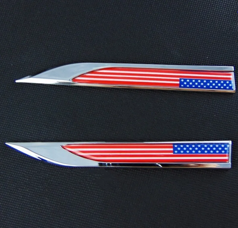 2015 HOT 2PCS 3D Motor Metal Car Side Fender Sticker American Flag