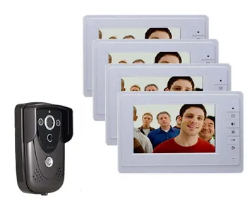 

Best Price 7" Colorful Video Door Phone Doorbell Intercom Kit IR Night Vision Camera Monitor for Home Security 1camera+4monitors