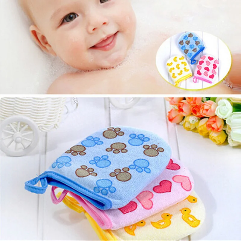 

New 3 Styles Cartoon Design Soft Baby Bath Brush Newborn Baby Shower Glove Kid Necessary Bathroom Accessories