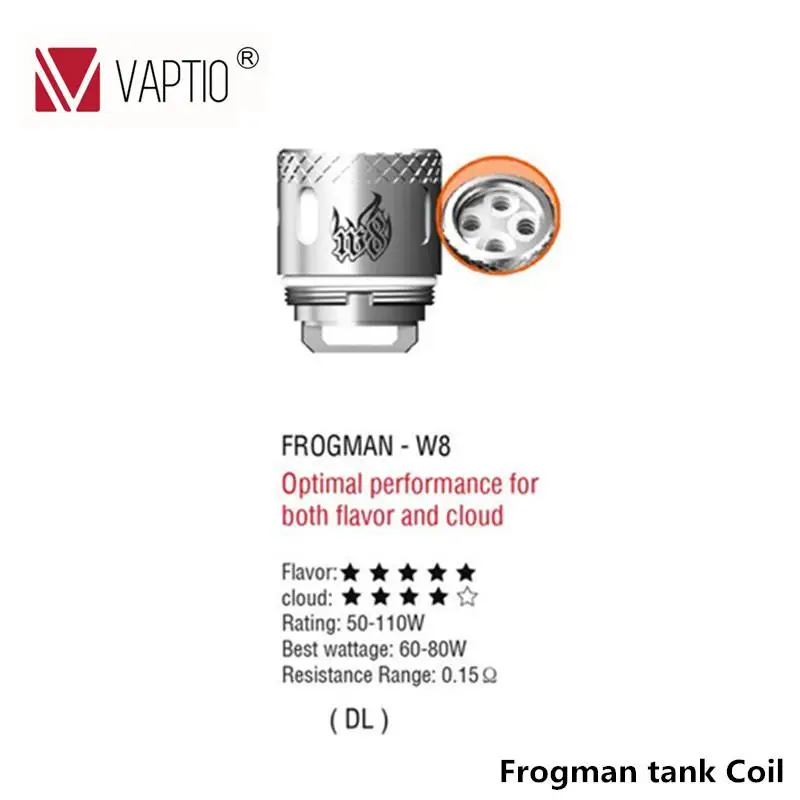 Vaptio электронная сигарета Frogman катушки распылителя Kanthal 0.15ohm 0.2ohm 0.4ohm испаритель катушки голову для frogman танк