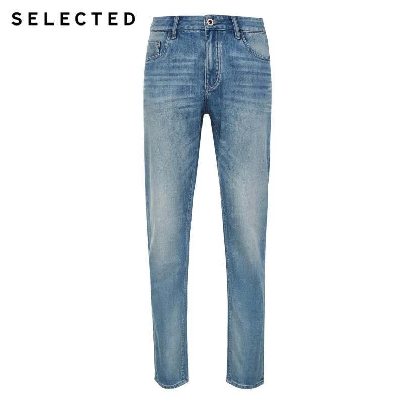 Отборные мужские осенние узкие облегающие джинсы с потертостями I | 419332523