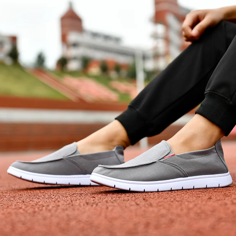 Мужские парусиновые туфли дышащие светильник лоферы без застежки Повседневная