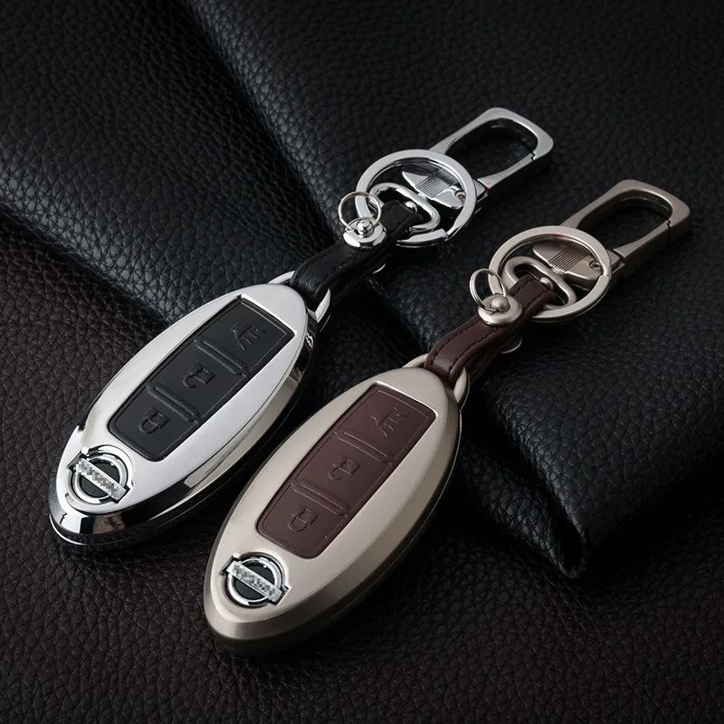 Zinc-alloy-Leather-Car-Remote-Key-Cover-Case-For-Nissan-Qashqai-J10-J11-X-Trail-t31