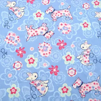 

126 - 140cmx50cm Cotton satin Fabric - Dogs and flower (smooth and soft)