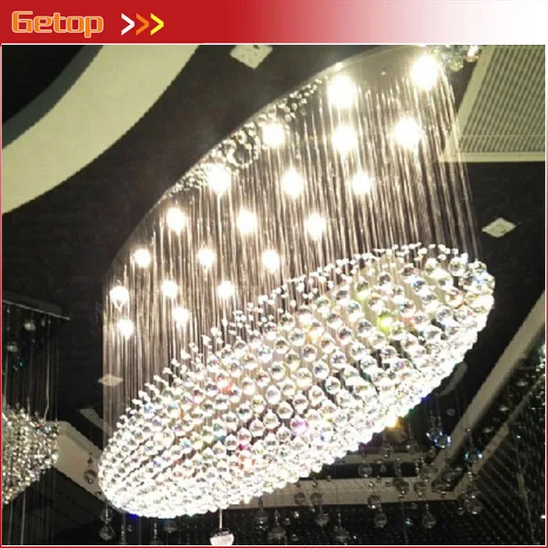 

Best Price LED Oval Crystal Chandeliers Restaurant Lights Modern Luxury Hotel Villa Round Engineering Lights