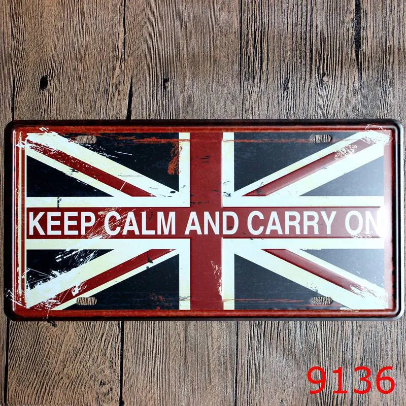 Letreros de lata de Metal Vintage placa de matrícula de coche inglés cartel Bar Club pared garaje decoración del hogar 15*30 cm